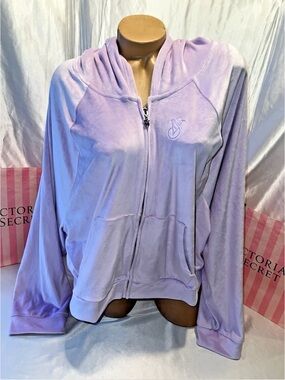 Victorias Secret Velour Hoodie VS Super Soft XXL Purple Lilac Fairy Velvet